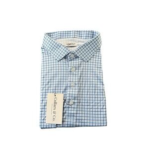 Collars & Co. White Blue Checked Dress Collar Men's Polo Shirt Size 2XL NWT